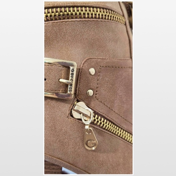 New G Guess Boots Womens Size 10 Heels Lace Up Combat Tan Gold Zipper Accent NWT - Picture 5 of 15